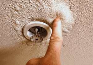 Bulging paint bubble from ceiling leak