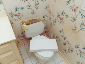 old cracked toilet that need to be replaced