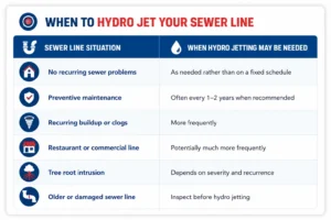 How often to hydro jet table